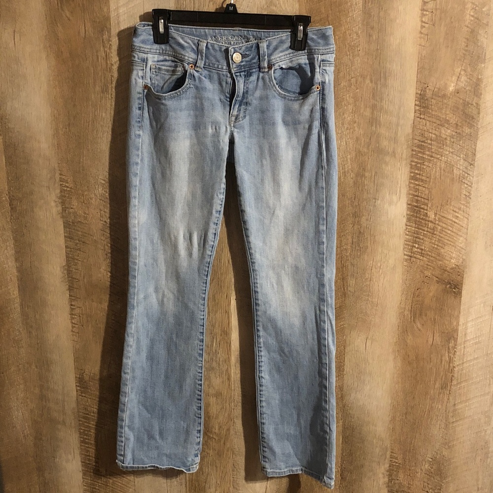 American Eagle Outfitters Light Blue Boot Cut Jeans Low-rise Stretch Kick Boot